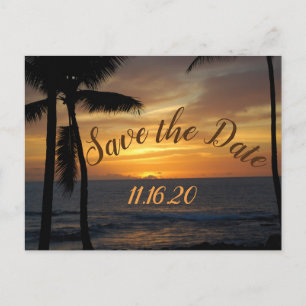 Save the Date Tropical Wedding Announcement Postcard