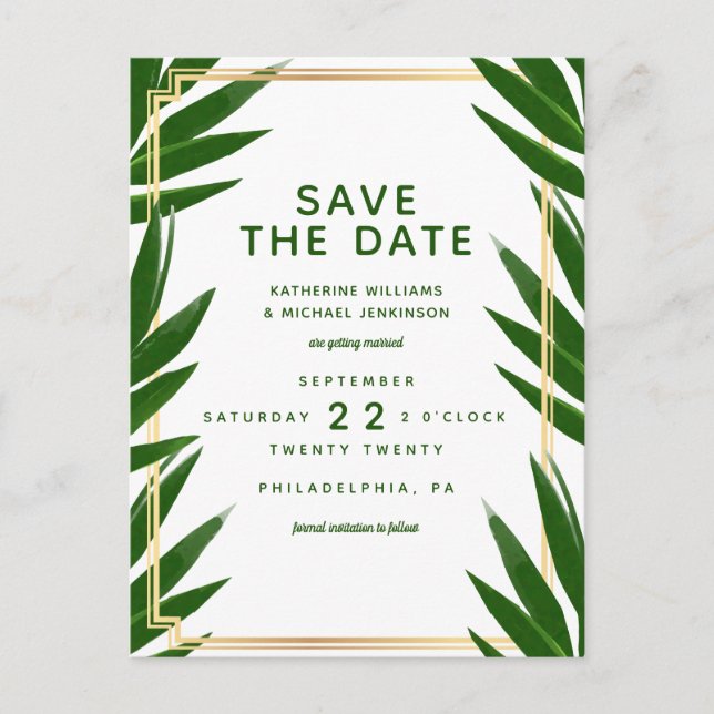Save The Date | Tropical Wedding Postcard (Front)