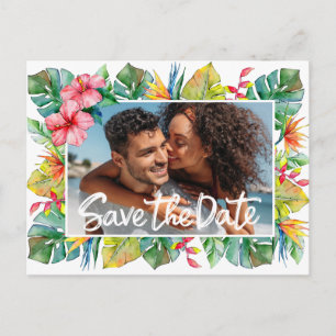 Save The Date Tropical Wedding Postcard