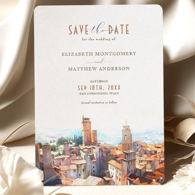 Save The Date Tuscan Wedding San Gimignano Italy Invitation (Creator Uploaded)