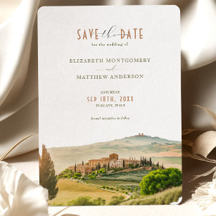 Save The Date Tuscany Watercolor Italy Destination Invitation