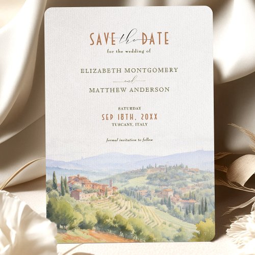 Save The Date Tuscany Watercolor Italy Destination Invitation