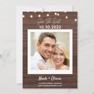 Save The Date Twinkle Lights Rustic Wood Wedding