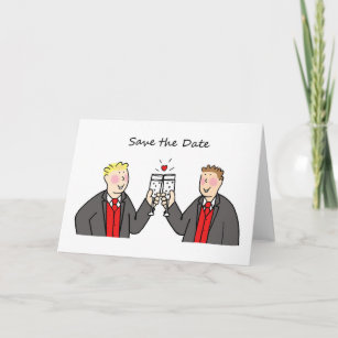 Save the Date Two Grooms Cartoon Announcement