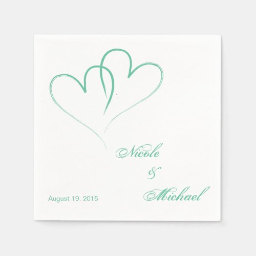 Save The Date _ Two hearts intertwined Mint Napkins