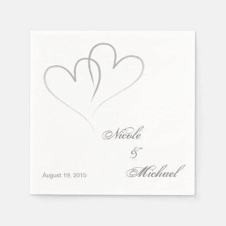 Save The Date - Two Hearts Intertwined Paper Napkins