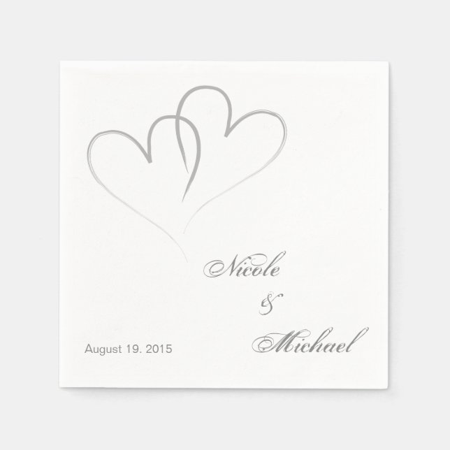 Save The Date - Two hearts intertwined Paper Napkins (Front)