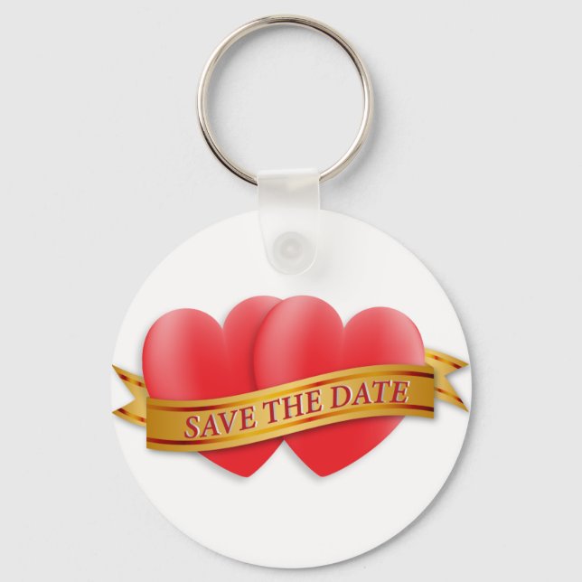 Save the date two hearts keychain (Front)