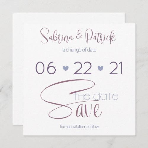 Save the Date Typography Dusty Plum Invitation