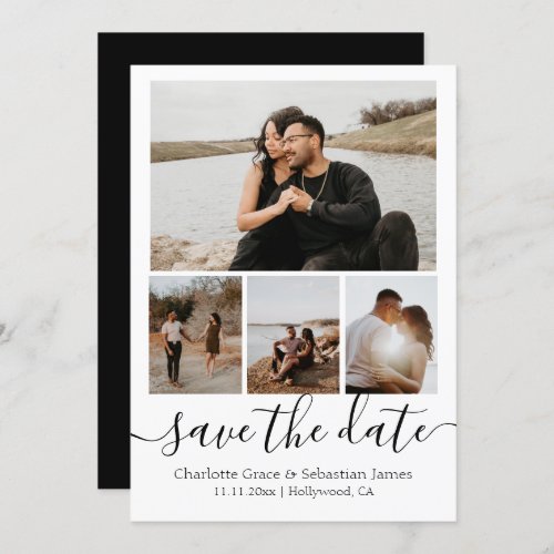 Save The Date Typography Personalized 4 Photo