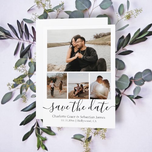 Save The Date Typography Personalized 4 Photo