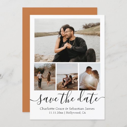 Save The Date Typography Personalized 4 Photo