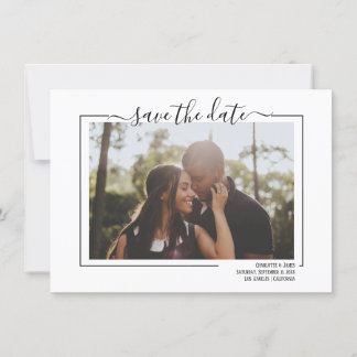 Save The Date Typography Photo Wedding Card