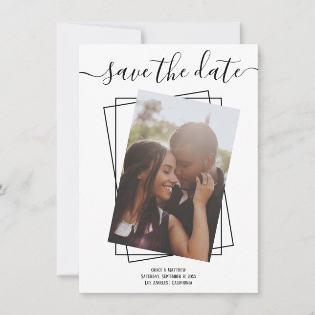 Save The Date Typography Photo Wedding Card (Front)