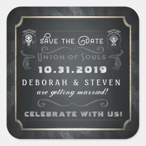 Save the Date Union of Souls Halloween Square Square Sticker