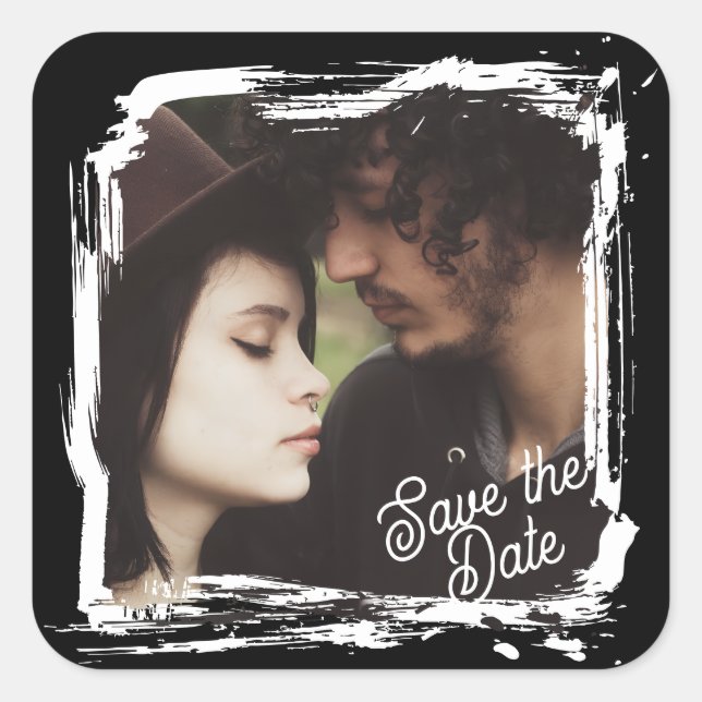 Save the Date | Unique Photo Template Wedding Square Sticker (Front)