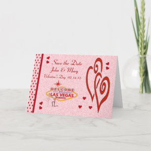 Save the Date Valentine's Day Las Vegas Wedding Ca Announcement