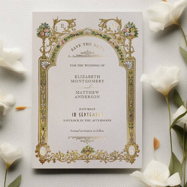 Save The Date Victorian Royal Elegance Wedding Foil Invitation (Creator Uploaded)