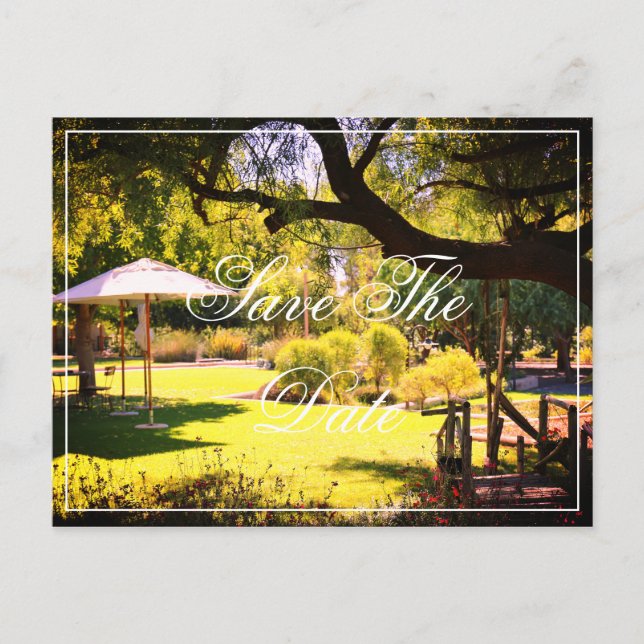 Save The Date Villa Green Garden Lawn Postcard (Front)