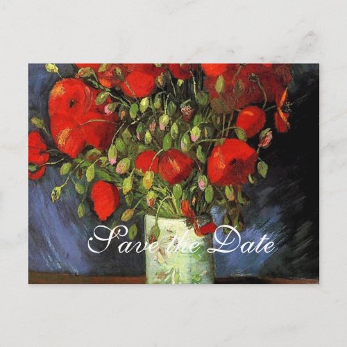 Save the Date Vincent van Goghred poppies Announcement Postcard