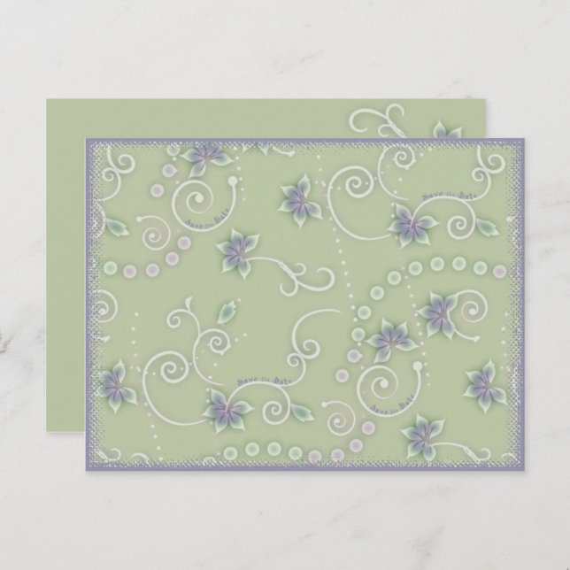 Save the Date Vines & Flowers Postcard Template (Front/Back)