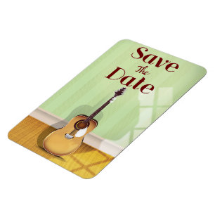 Save the Date Vintage Acoustic Guitar Magnet