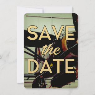 Save the Date Vintage Aircraft Hanger Invitation