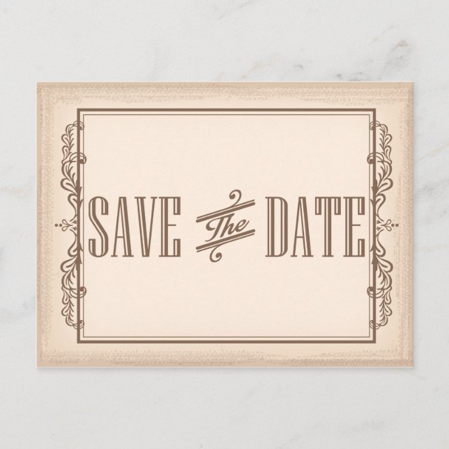Save the Date Vintage Announcement Postcard (Front)