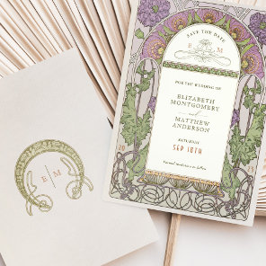 Save the Date Vintage Art Nouveau by Mucha Invitat Invitation