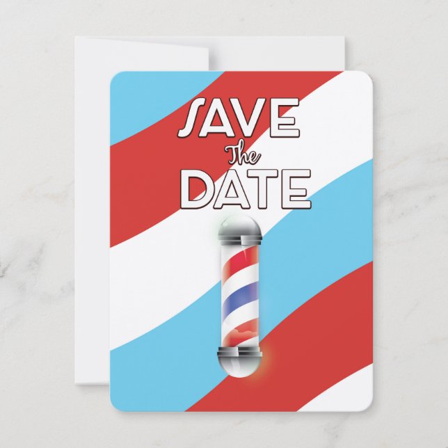 Save the Date Vintage Barber Shop (Front)