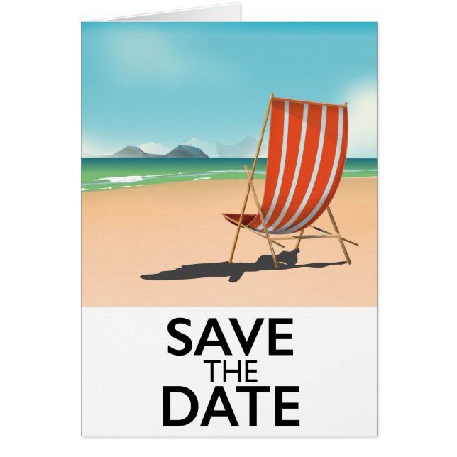 Save the Date vintage Beach Deckchair (Front)