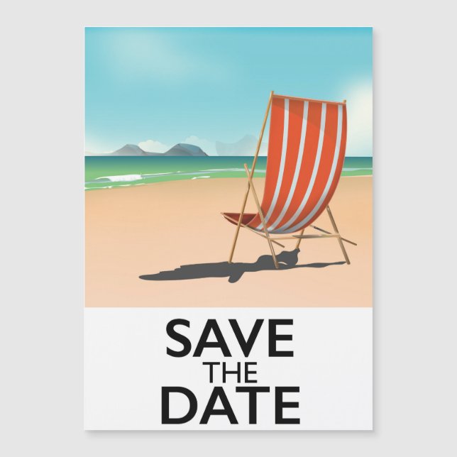 Save the Date vintage Beach Deckchair (Front)