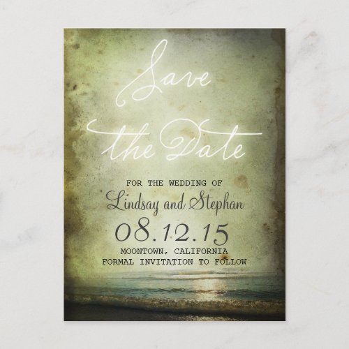 Save the Date Vintage Beach Magnets Announcement Postcard - Old vintage beach save the date magnets
