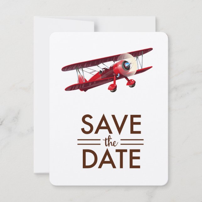 Save the Date vintage bi-plane (Front)