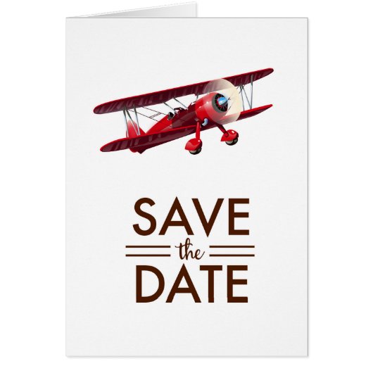 Save the Date vintage bi-plane Cards (Front)