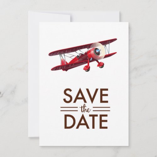 Save the Date vintage bi_plane Invitation
