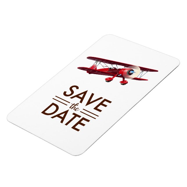 Save the Date vintage bi-plane Magnet (Left Side)