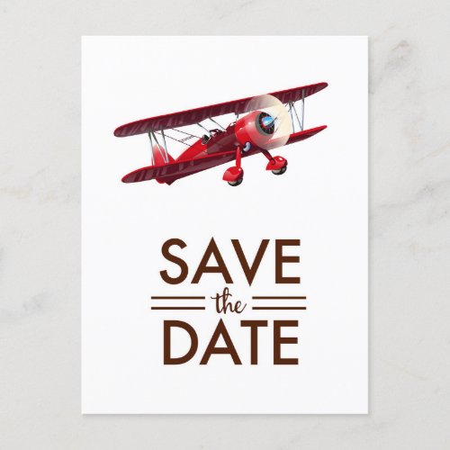 Save the Date vintage bi_plane Postcard