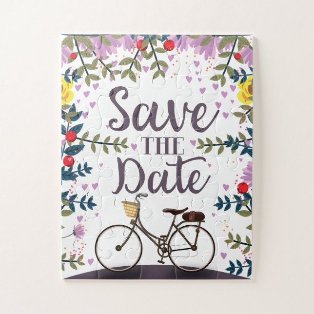 Save The Date Vintage Bicycle Jigsaw Puzzle (Vertical)