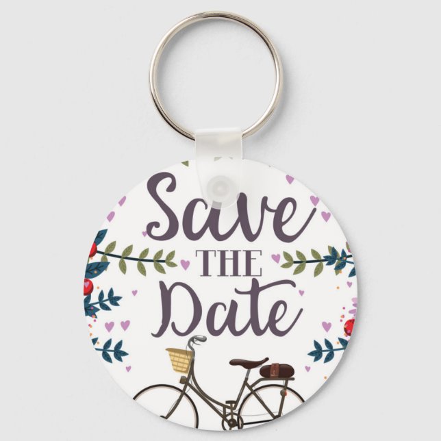 Save The Date Vintage Bicycle Keychain (Front)