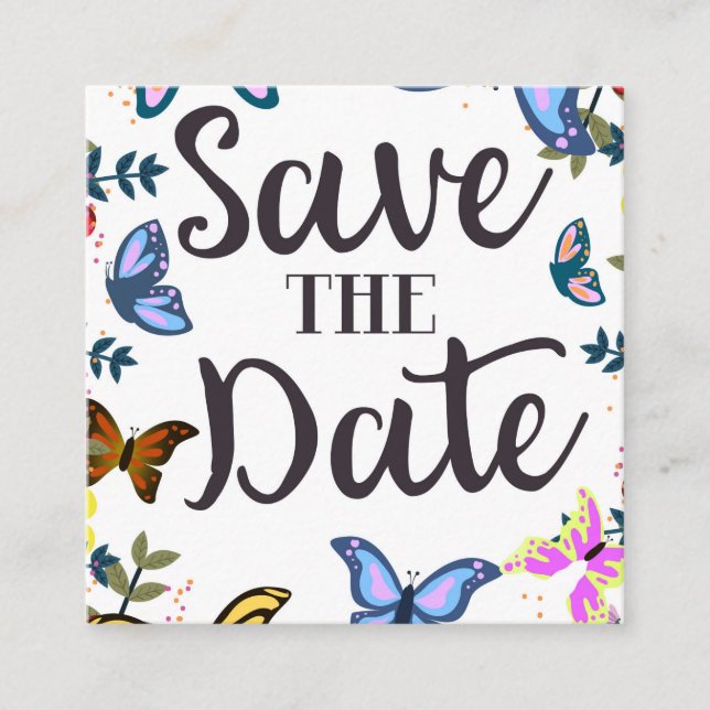 Save the Date Vintage Butterflies. Enclosure Card (Front)