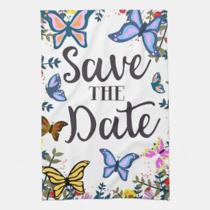 Save the Date Vintage Butterflies. Kitchen Towel