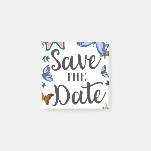 Save the Date Vintage Butterflies. Post-it Notes (Front)