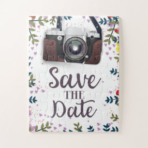 Save the Date Vintage Camera Jigsaw Puzzle