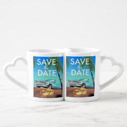 Save the Date vintage car and wedding rings. Coffee Mug Set