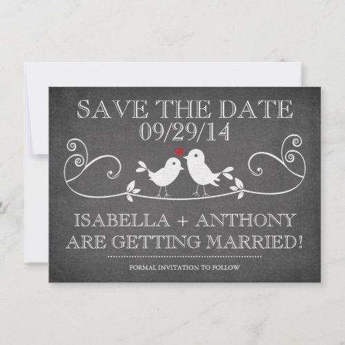 SAVE THE DATE Vintage Chalkboard Love Birds