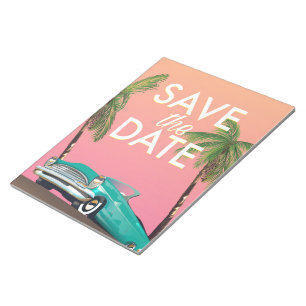 Save the Date Vintage convertible Car Notepad