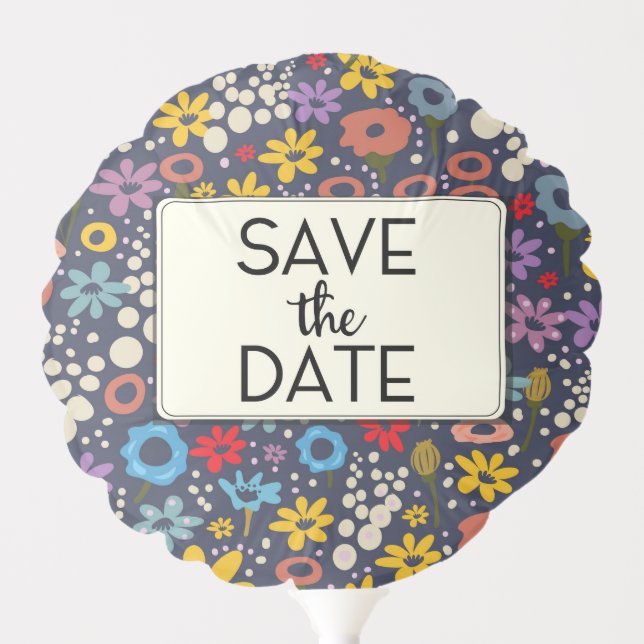 Save the Date Vintage Floral pattern Balloon (Front)