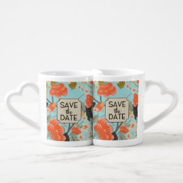 Save the Date Vintage Floral pattern Coffee Mug Set