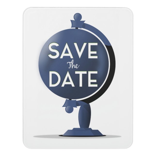 Save The Date Vintage Globe Door Sign (Contemporary Vert)